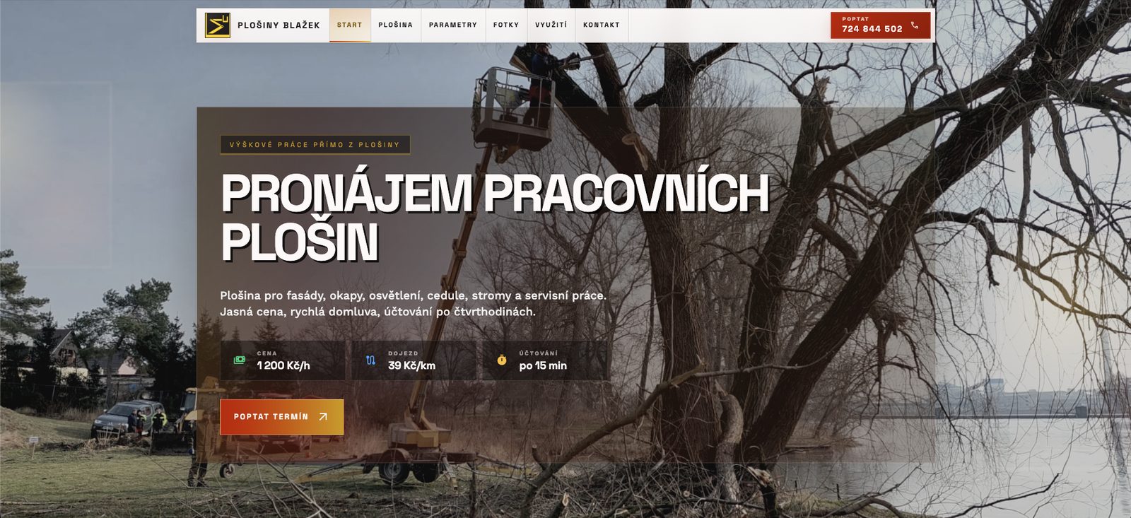Web Plošiny Blažek — úvodní stránka